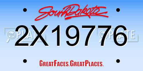 2X19776 South Dakota License Plate