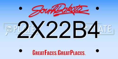 2X22B4 South Dakota License Plate