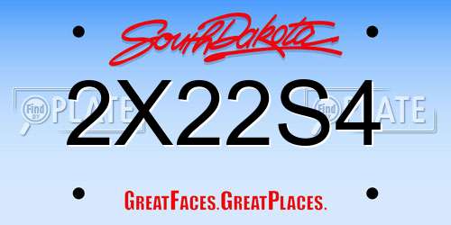 2X22S4 South Dakota License Plate