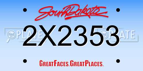 2X2353 South Dakota License Plate