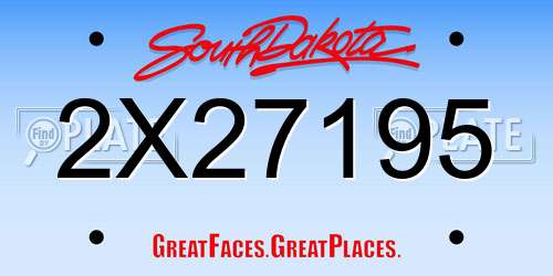 2X27195 South Dakota License Plate