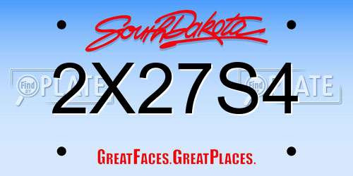2X27S4 South Dakota License Plate