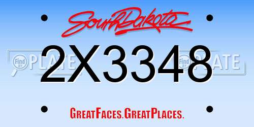 2X3348 South Dakota License Plate