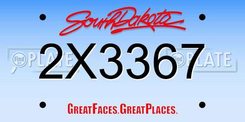 2X3367 South Dakota License Plate