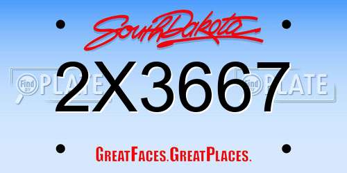2X3667 South Dakota License Plate