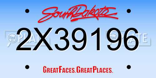 2X39196 South Dakota License Plate