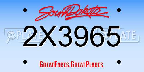 2X3965 South Dakota License Plate