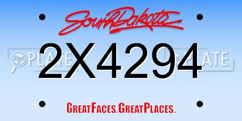 2X4294 South Dakota License Plate