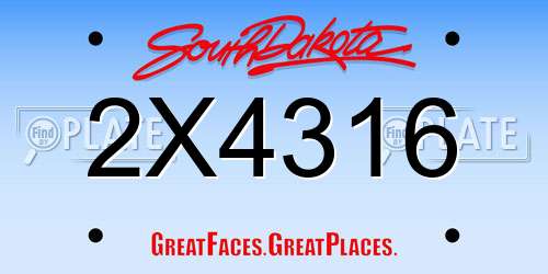 2X4316 South Dakota License Plate