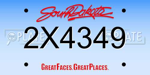 2X4349 South Dakota License Plate