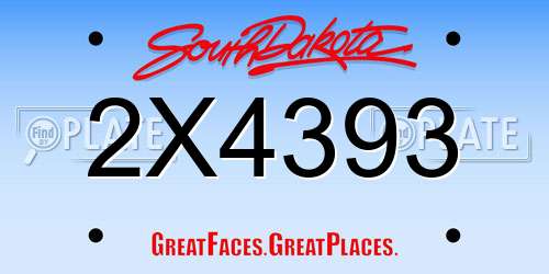 2X4393 South Dakota License Plate