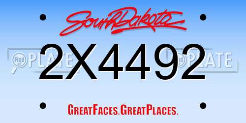 2X4492 South Dakota License Plate