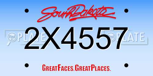 2X4557 South Dakota License Plate