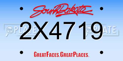2X4719 South Dakota License Plate