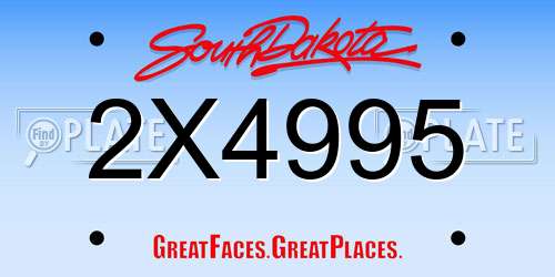 2X4995 South Dakota License Plate