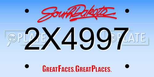 2X4997 South Dakota License Plate