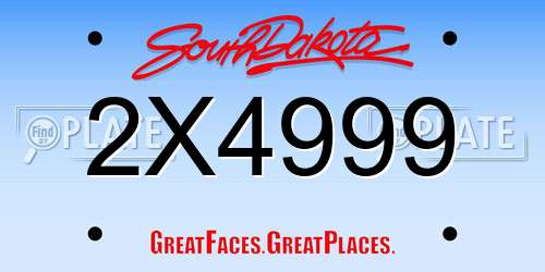 2X4999 South Dakota License Plate