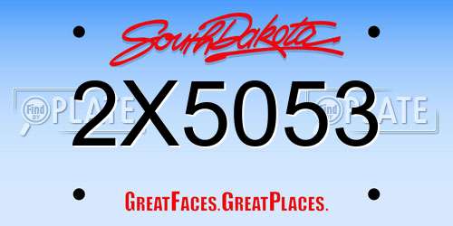 2X5053 South Dakota License Plate