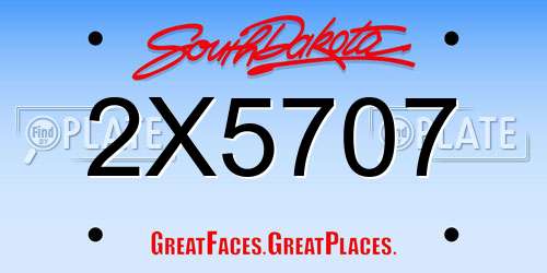 2X5707 South Dakota License Plate