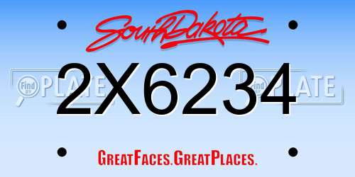 2X6234 South Dakota License Plate
