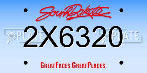 2X6320 South Dakota License Plate