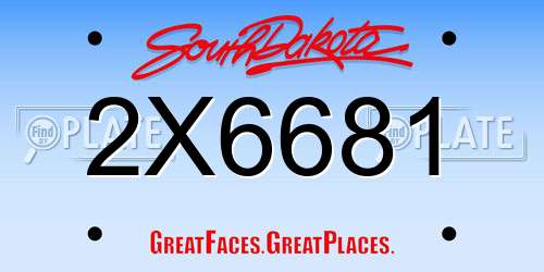 2X6681 South Dakota License Plate