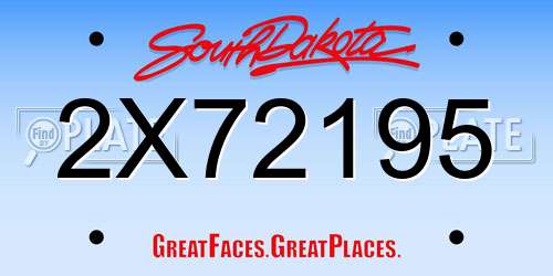 2X72195 South Dakota License Plate