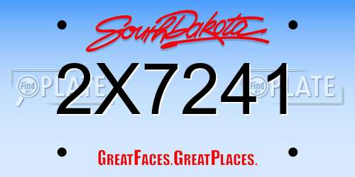 2X7241 South Dakota License Plate