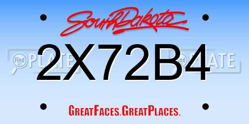 2X72B4 South Dakota License Plate