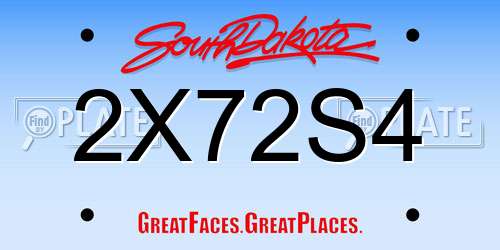 2X72S4 South Dakota License Plate