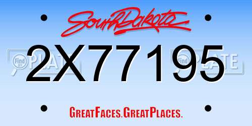 2X77195 South Dakota License Plate