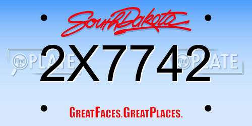 2X7742 South Dakota License Plate