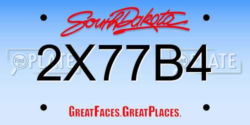 2X77B4 South Dakota License Plate