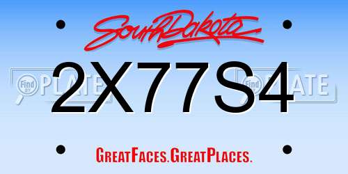 2X77S4 South Dakota License Plate