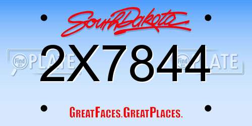 2X7844 South Dakota License Plate