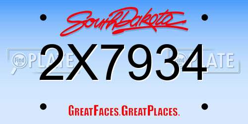 2X7934 South Dakota License Plate