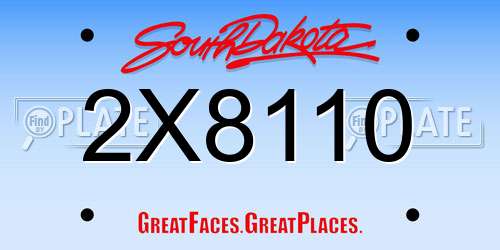 2X8110 South Dakota License Plate
