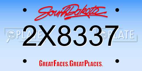 2X8337 South Dakota License Plate
