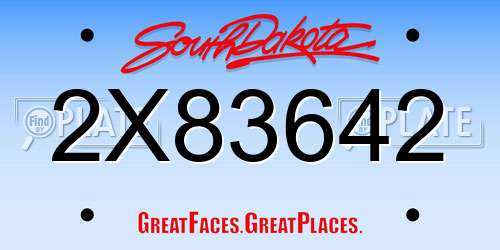 2X83642 South Dakota License Plate