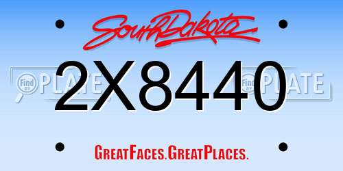 2X8440 South Dakota License Plate