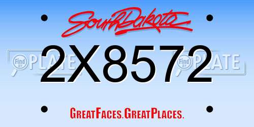 2X8572 South Dakota License Plate