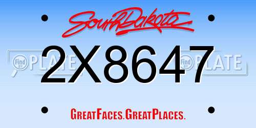 2X8647 South Dakota License Plate