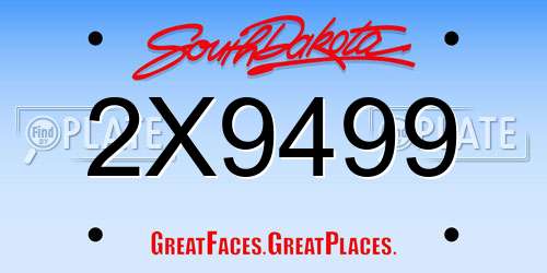 2X9499 South Dakota License Plate