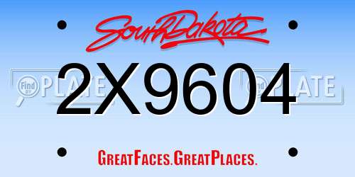 2X9604 South Dakota License Plate