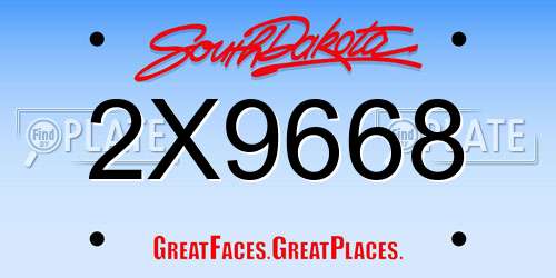 2X9668 South Dakota License Plate