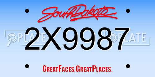 2X9987 South Dakota License Plate