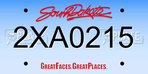 2XA0215 South Dakota License Plate