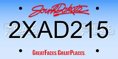 2XAD215 South Dakota License Plate