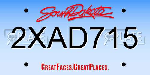2XAD715 South Dakota License Plate