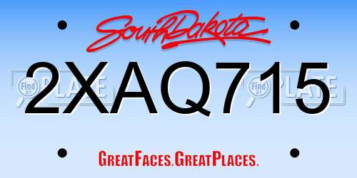 2XAQ715 South Dakota License Plate